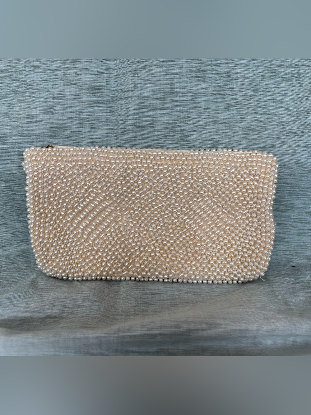 Vintage Miranda Beaded Pearl-Embellished Clutch - Ivory Made In Japan